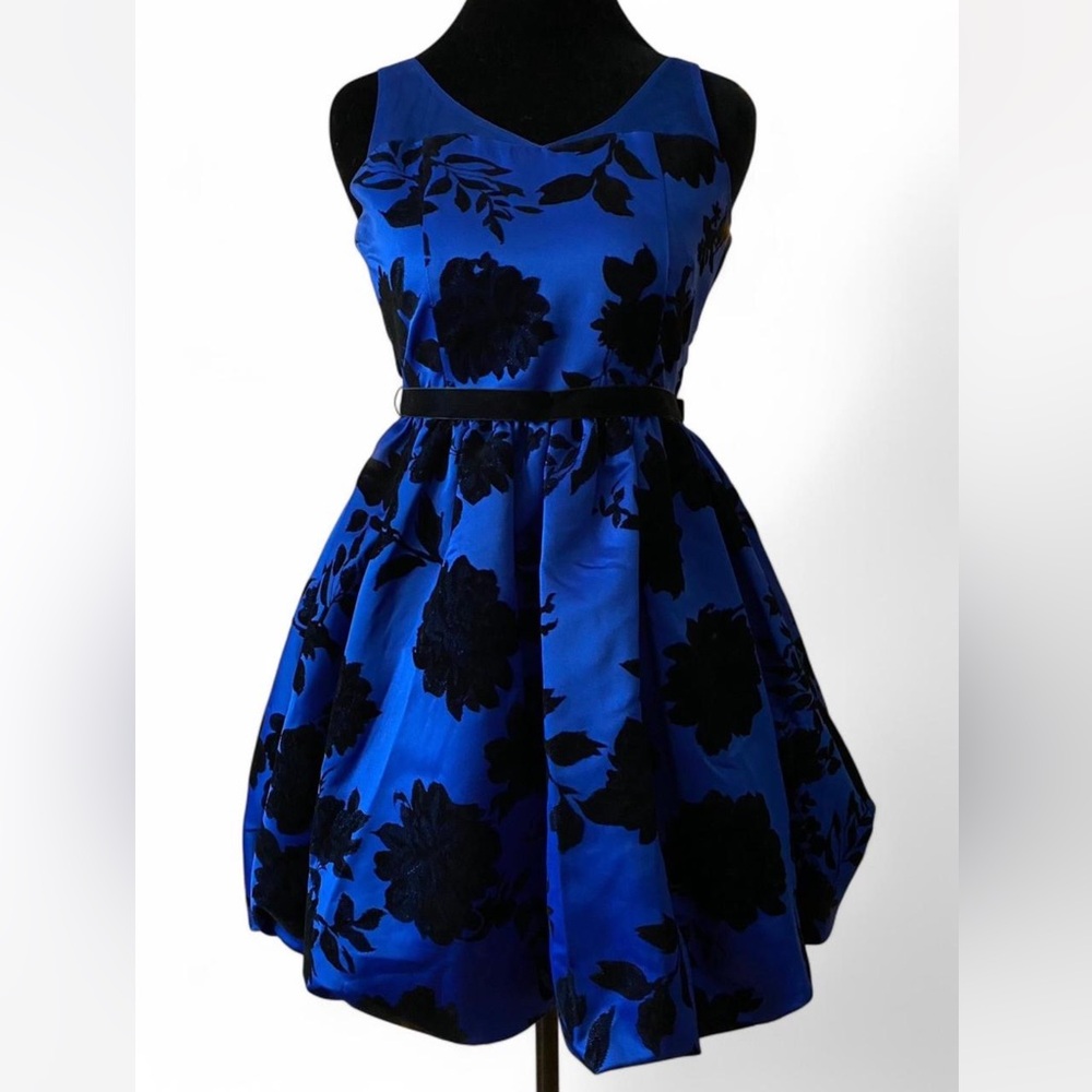 Blue and Black Floral Dress
